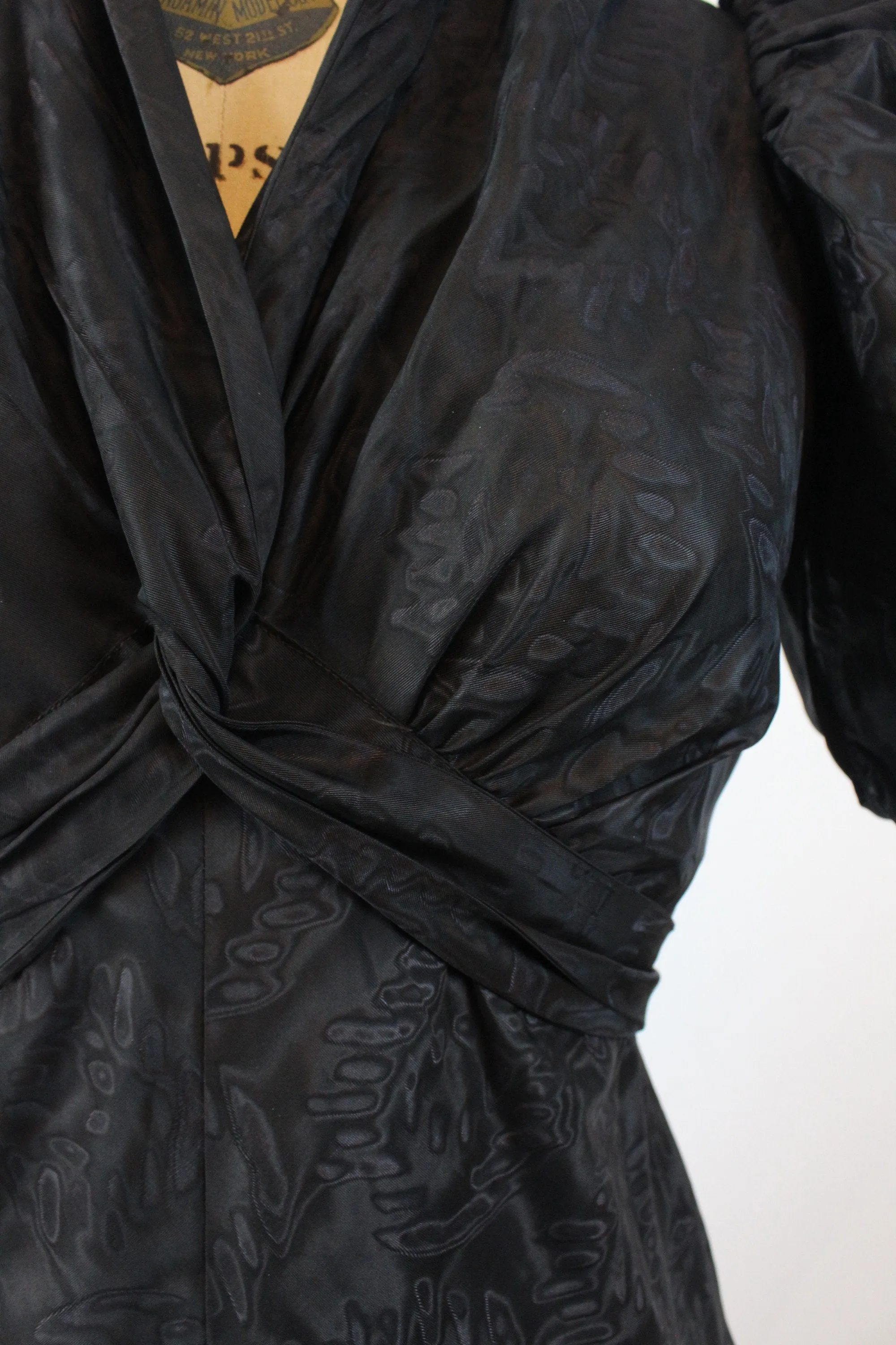 1930s MOIRE puff SLEEVES dress gown small | new winter