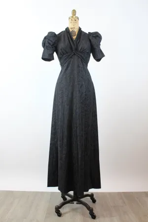 1930s MOIRE puff SLEEVES dress gown small | new winter