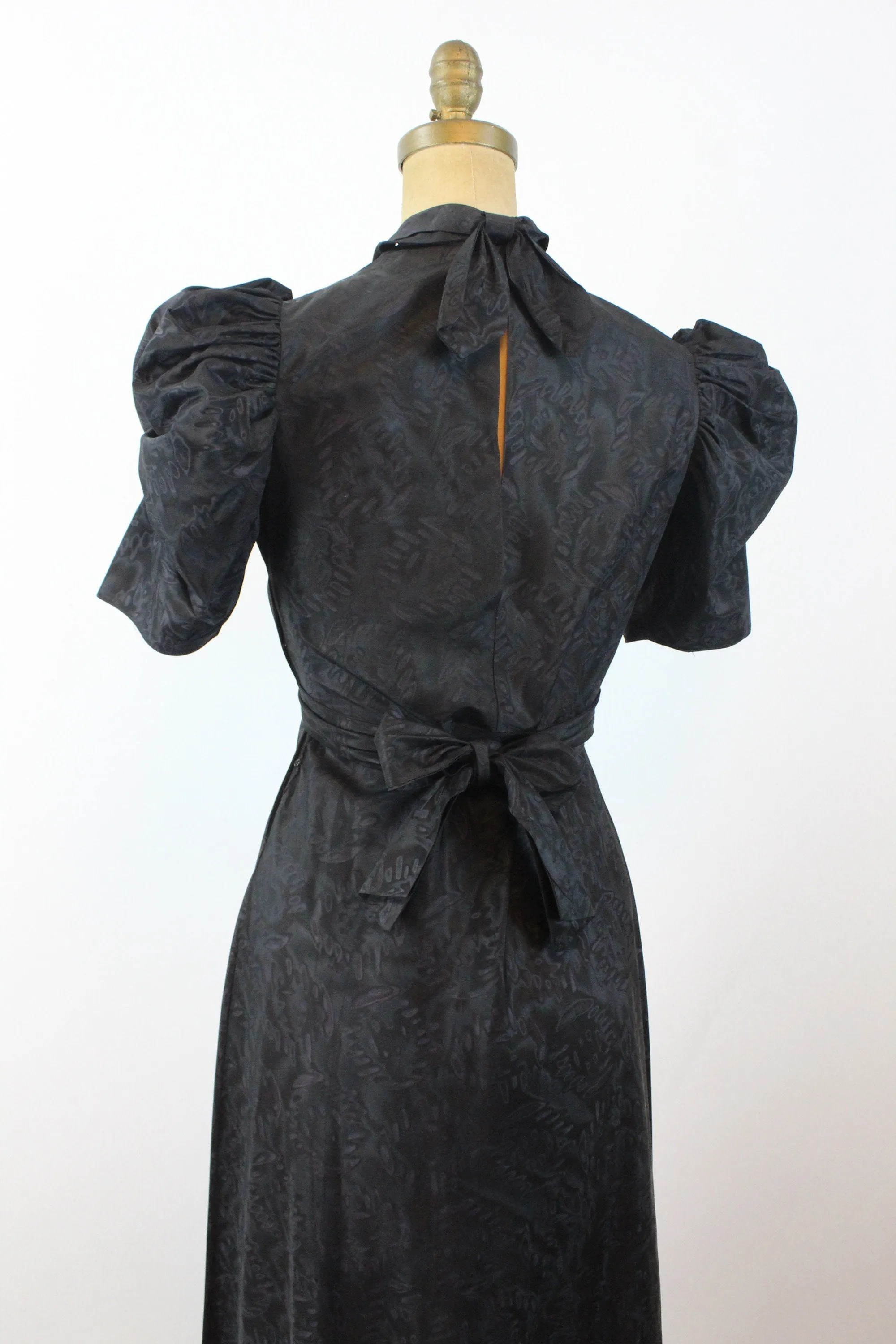 1930s MOIRE puff SLEEVES dress gown small | new winter