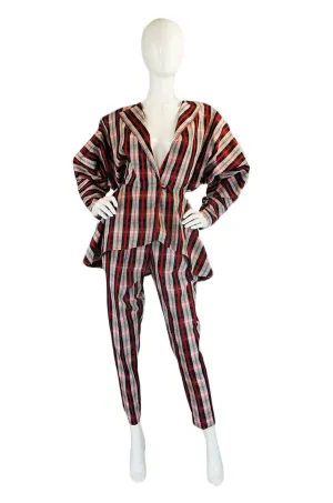 1980s Norma Kamali Dramatic Plaid Suit