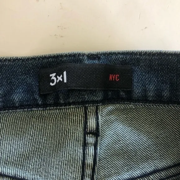 3x1 Shelter Swift Skinny Leg Slim Straight Button Fly Distressed Jeans  Size 24