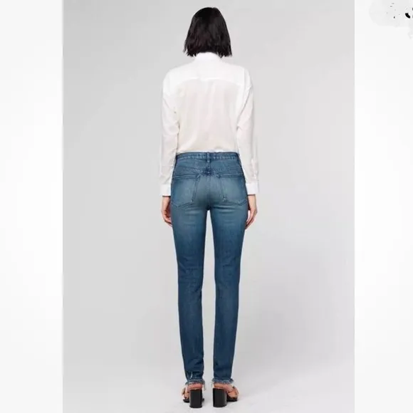 3x1 Shelter Swift Skinny Leg Slim Straight Button Fly Distressed Jeans  Size 24