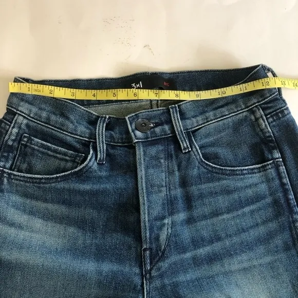 3x1 Shelter Swift Skinny Leg Slim Straight Button Fly Distressed Jeans  Size 24