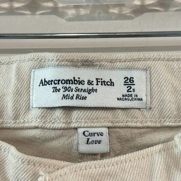 Abercrombie &amp; Fitch The 90's Straight Mid Rise Jeans Curve Love 2 Short NWT