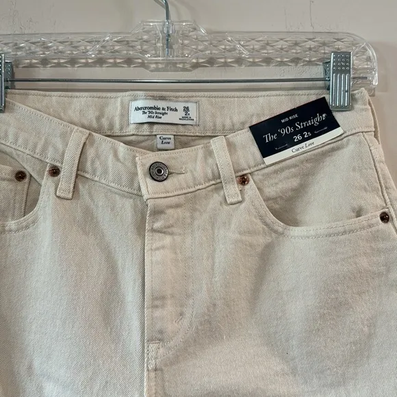 Abercrombie &amp; Fitch The 90's Straight Mid Rise Jeans Curve Love 2 Short NWT