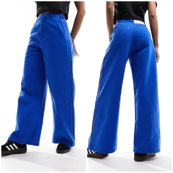 Adidas x KSENIASCHNAIDER 3-Stripe Wide Leg Dyed Jeans Bright Blue Denim