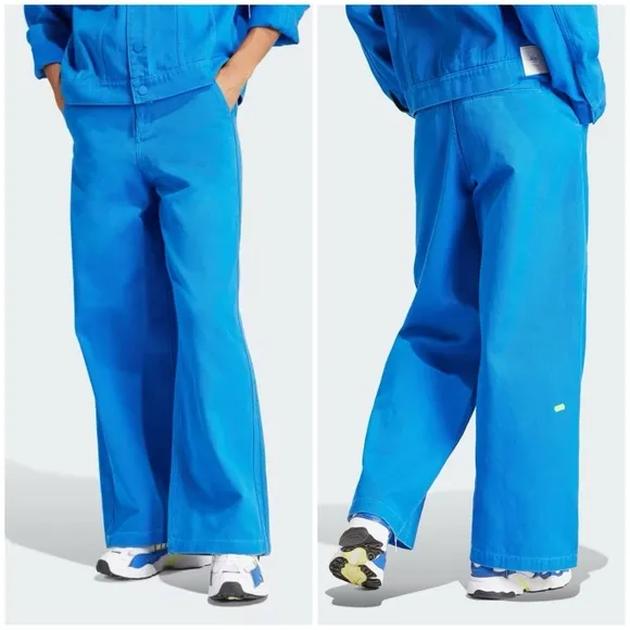 Adidas x KSENIASCHNAIDER 3-Stripe Wide Leg Dyed Jeans Bright Blue Denim