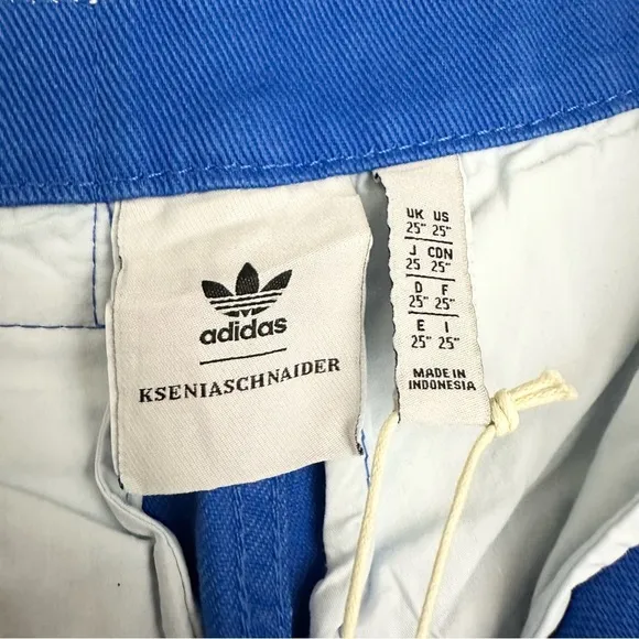 Adidas x KSENIASCHNAIDER 3-Stripe Wide Leg Dyed Jeans Bright Blue Denim