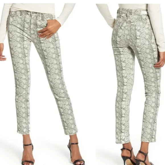 Adriano Goldschmied High-Rise Straight Snake Print Cropped Jeans Size 30