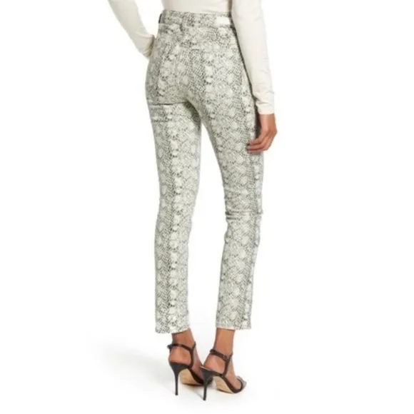 Adriano Goldschmied High-Rise Straight Snake Print Cropped Jeans Size 30