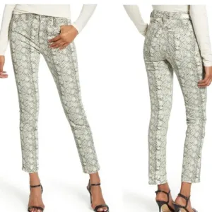 Adriano Goldschmied High-Rise Straight Snake Print Cropped Jeans Size 30