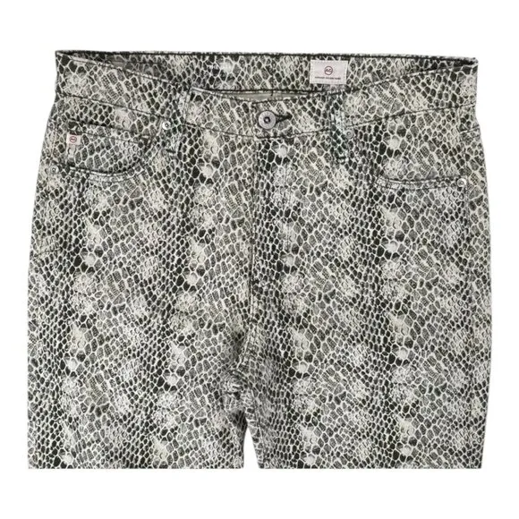 Adriano Goldschmied High-Rise Straight Snake Print Cropped Jeans Size 30
