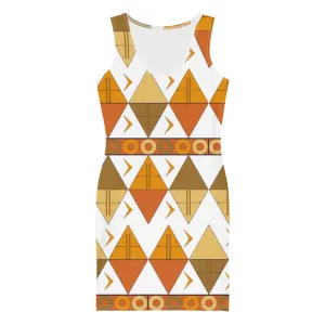 African Tribal Print Tank Dress - Earthy/White