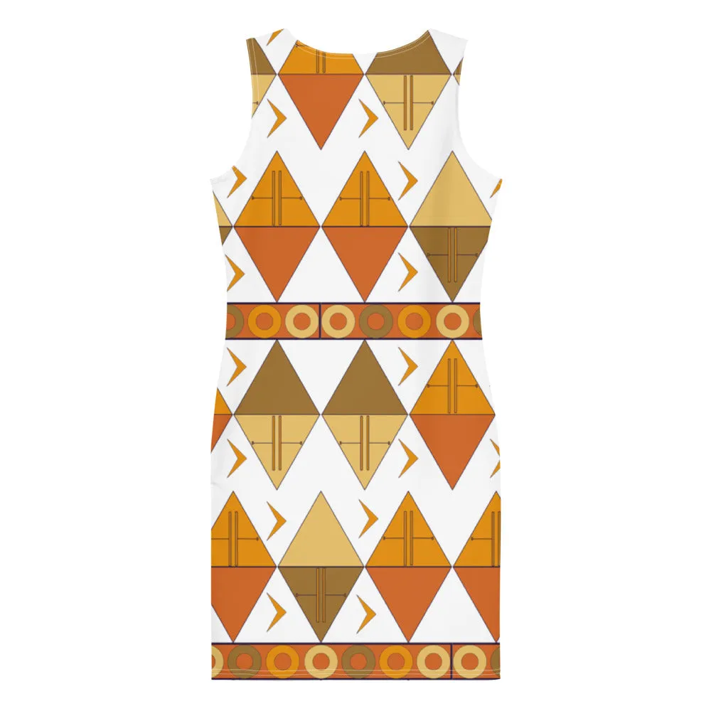 African Tribal Print Tank Dress - Earthy/White