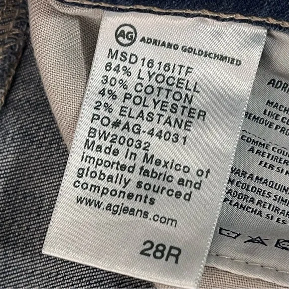 AG Adriano Goldschmied The Harper Essential Straight Jeans 28 Mid Rise Stretch