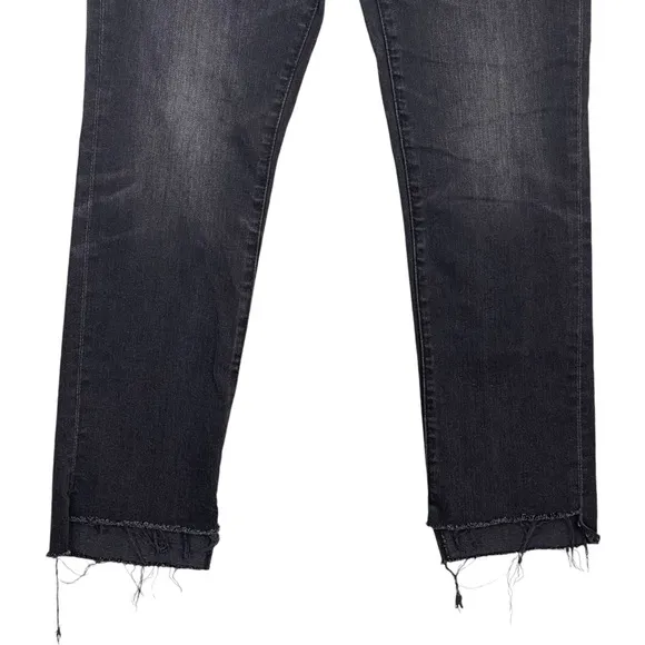 AG Jeans Womens 27 Isabelle Button Up High Rise Straight Crop Raw Step Hem Black