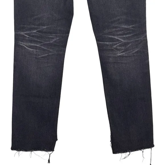 AG Jeans Womens 27 Isabelle Button Up High Rise Straight Crop Raw Step Hem Black
