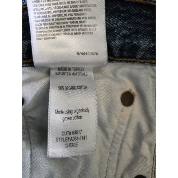 AGOLDE Cherie High Rise Straight Leg Jean Women's Size 26 Merit Blue Raw Hem