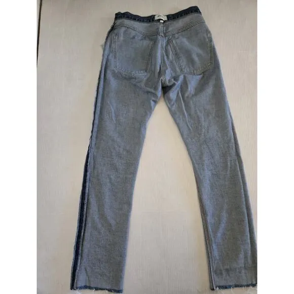 AGOLDE Cherie High Rise Straight Leg Jean Women's Size 26 Merit Blue Raw Hem