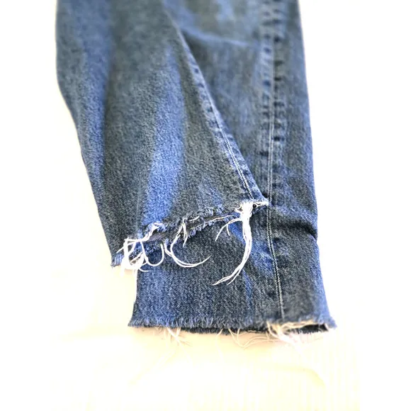 AGOLDE Cherie High Rise Straight Leg Jean Women's Size 26 Merit Blue Raw Hem