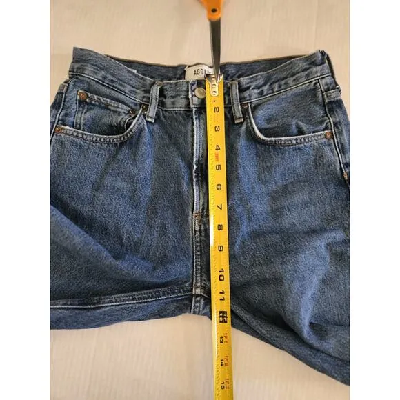 AGOLDE Cherie High Rise Straight Leg Jean Women's Size 26 Merit Blue Raw Hem