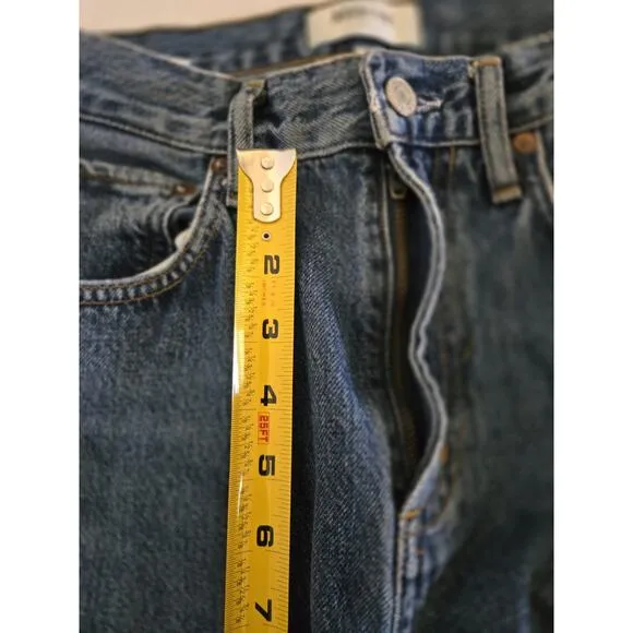 AGOLDE Cherie High Rise Straight Leg Jean Women's Size 26 Merit Blue Raw Hem