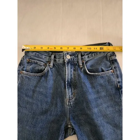 AGOLDE Cherie High Rise Straight Leg Jean Women's Size 26 Merit Blue Raw Hem