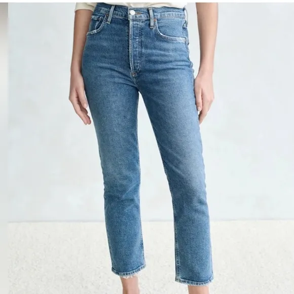AGOLDE Riley High Rise Crop Straight Jeans 28