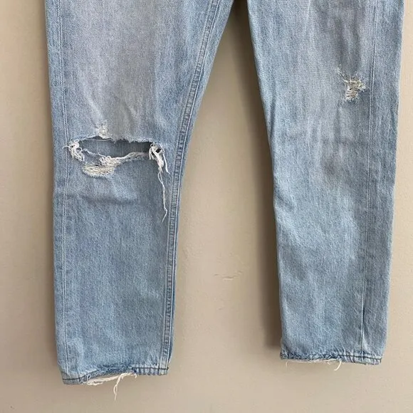 Agolde Riley High Rise Straight Crop Distressed Jeans *Shatter* Sz 25
