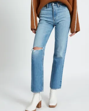 Alex High-Rise Straight-Leg Faded Ankle Jeans | Delavanwh