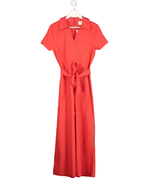 Anthropologie Red Maeve Short Sleeve Wrapped Culotte Jumpsuit UK 12