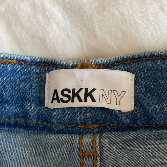 ASKK NY High-Rise Distressed Straight-Leg Jeans, Size 26