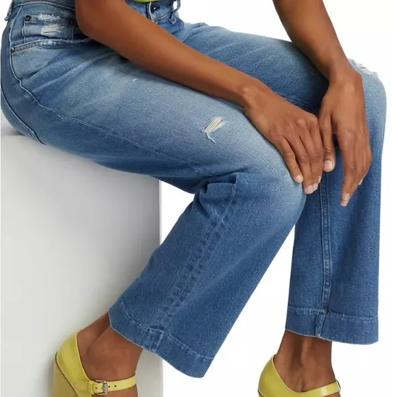 ASKK NY High-Rise Distressed Straight-Leg Jeans, Size 26