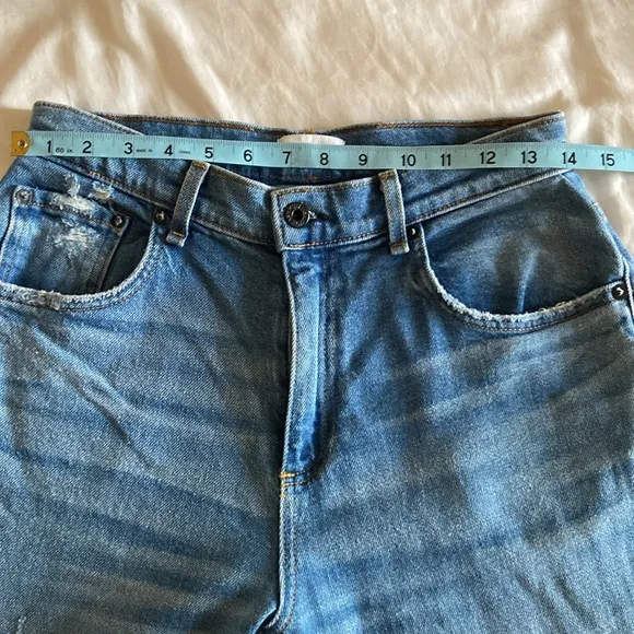 ASKK NY High-Rise Distressed Straight-Leg Jeans, Size 26