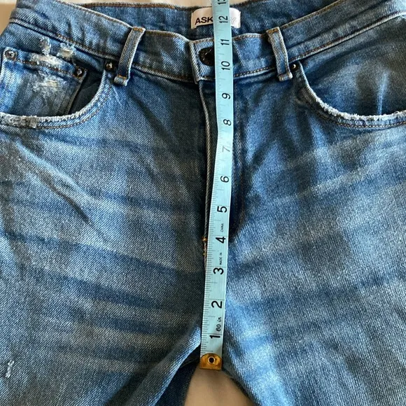 ASKK NY High-Rise Distressed Straight-Leg Jeans, Size 26