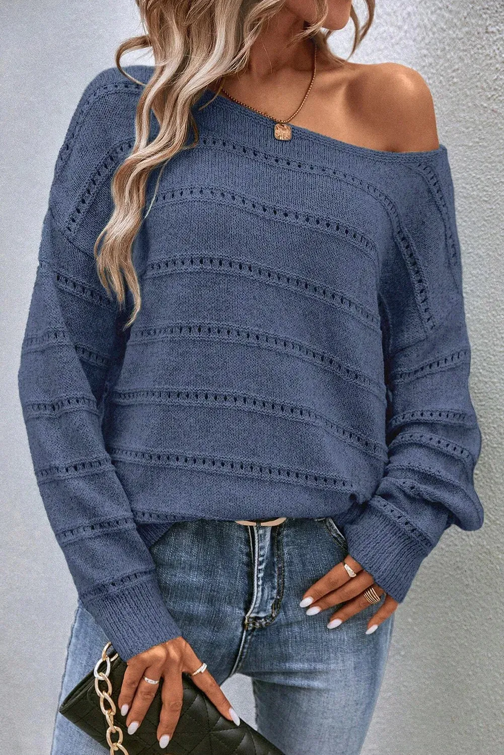 Athena Boat Neck Dropped Shoulder Sweater