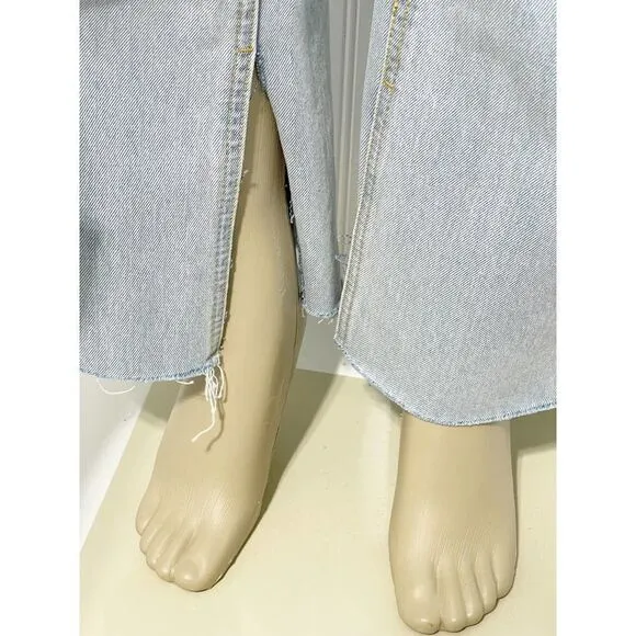 Avec Les Filles Jeans Straight Leg High Rise Jeans With Slit Hem Blue Size 28