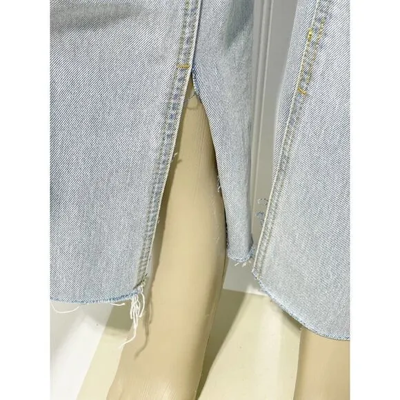 Avec Les Filles Jeans Straight Leg High Rise Jeans With Slit Hem Blue Size 28