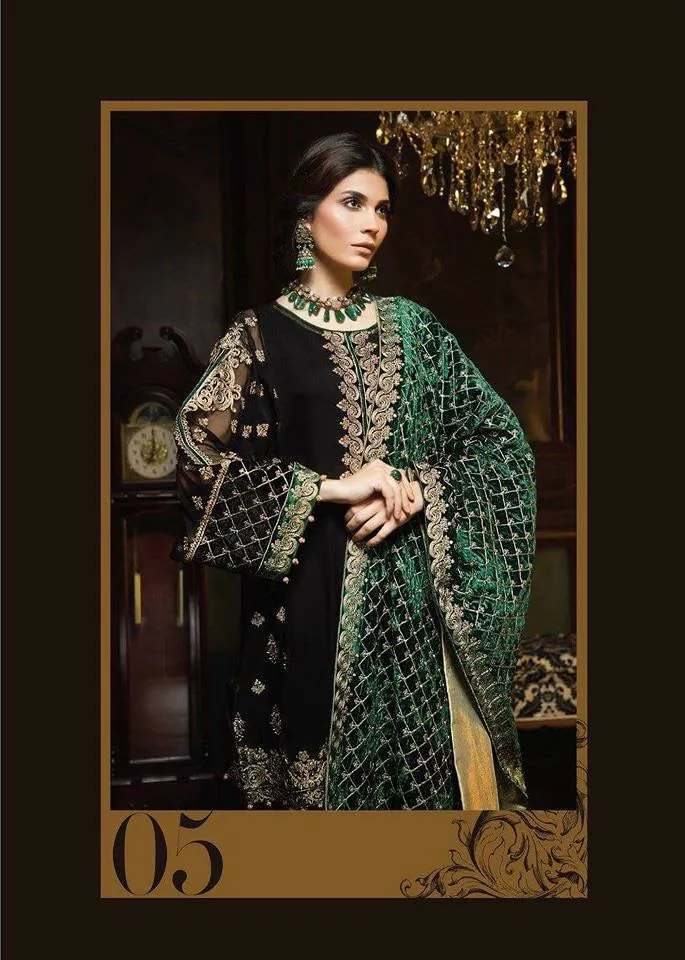 Beautiful chiffon dress by ayra in black and bottle green color Model # C 1132