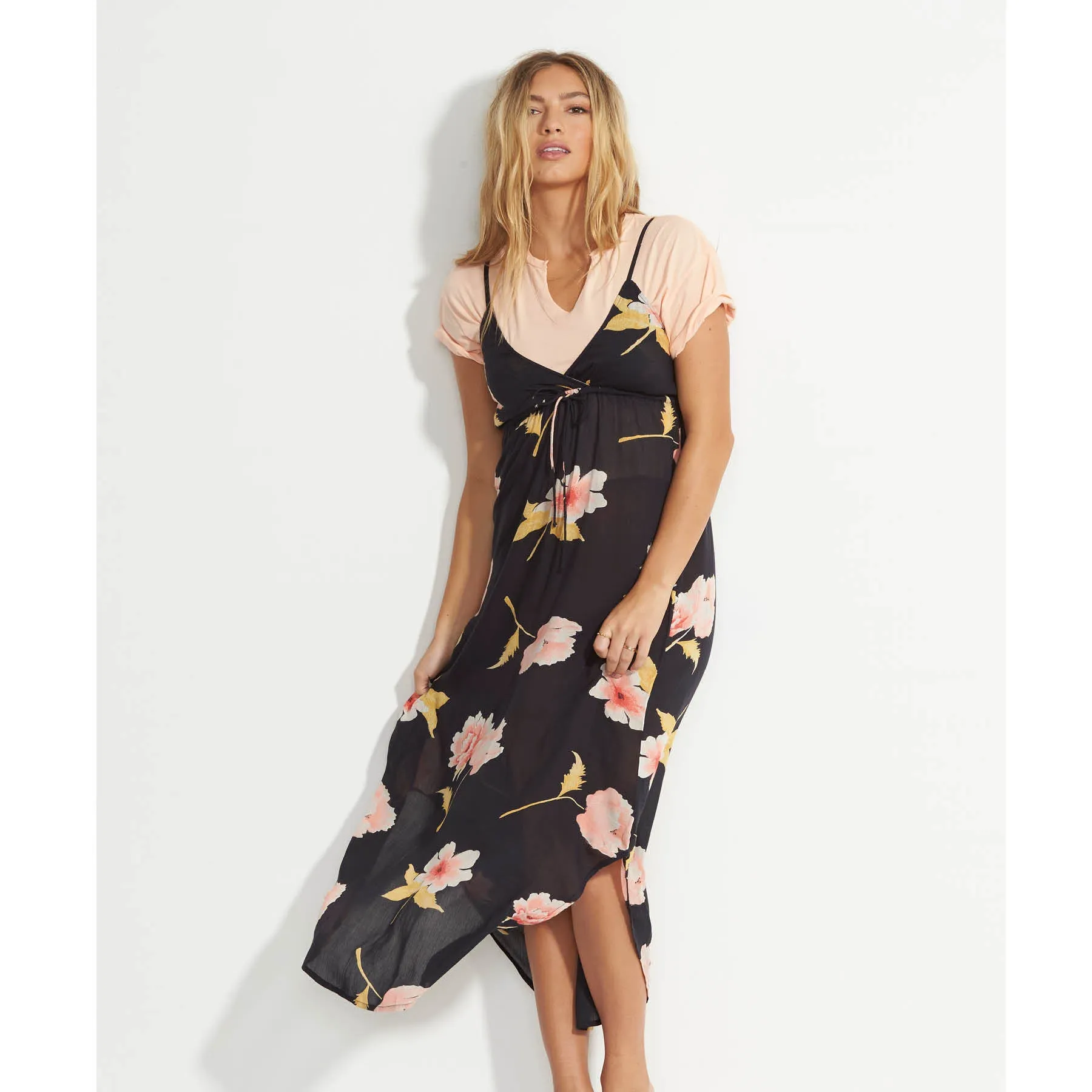 Billabong Women's Like Minded Midi Dress | Black, Peaches