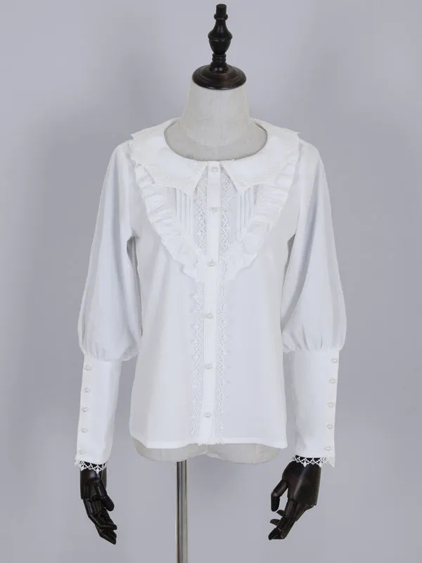 Black Lolita Blouses Long Sleeves Polyester Sweet Top Lolita Shirt