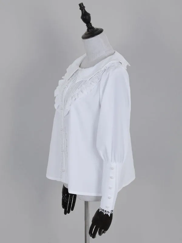 Black Lolita Blouses Long Sleeves Polyester Sweet Top Lolita Shirt