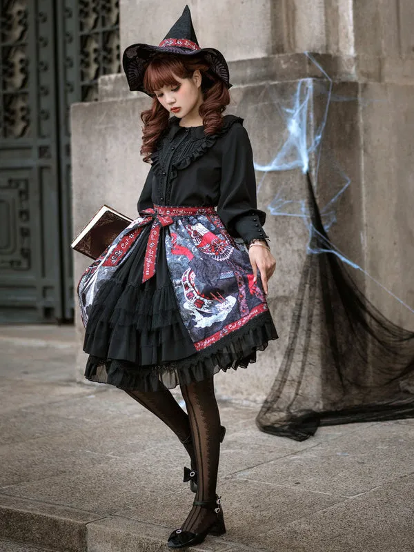 Black Lolita Blouses Long Sleeves Polyester Sweet Top Lolita Shirt