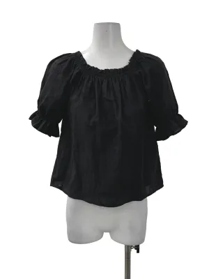 Black Off Shoulder Eyelet Top