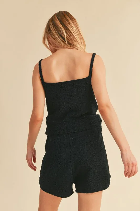 Black Square Neck Cropped Cami