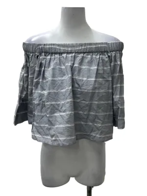 Blue Mini Stripe Off Shoulder Top IGC