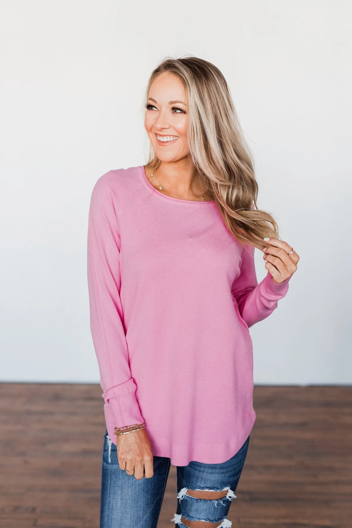 Butter Me Up Sweater- Bubblegum Pink