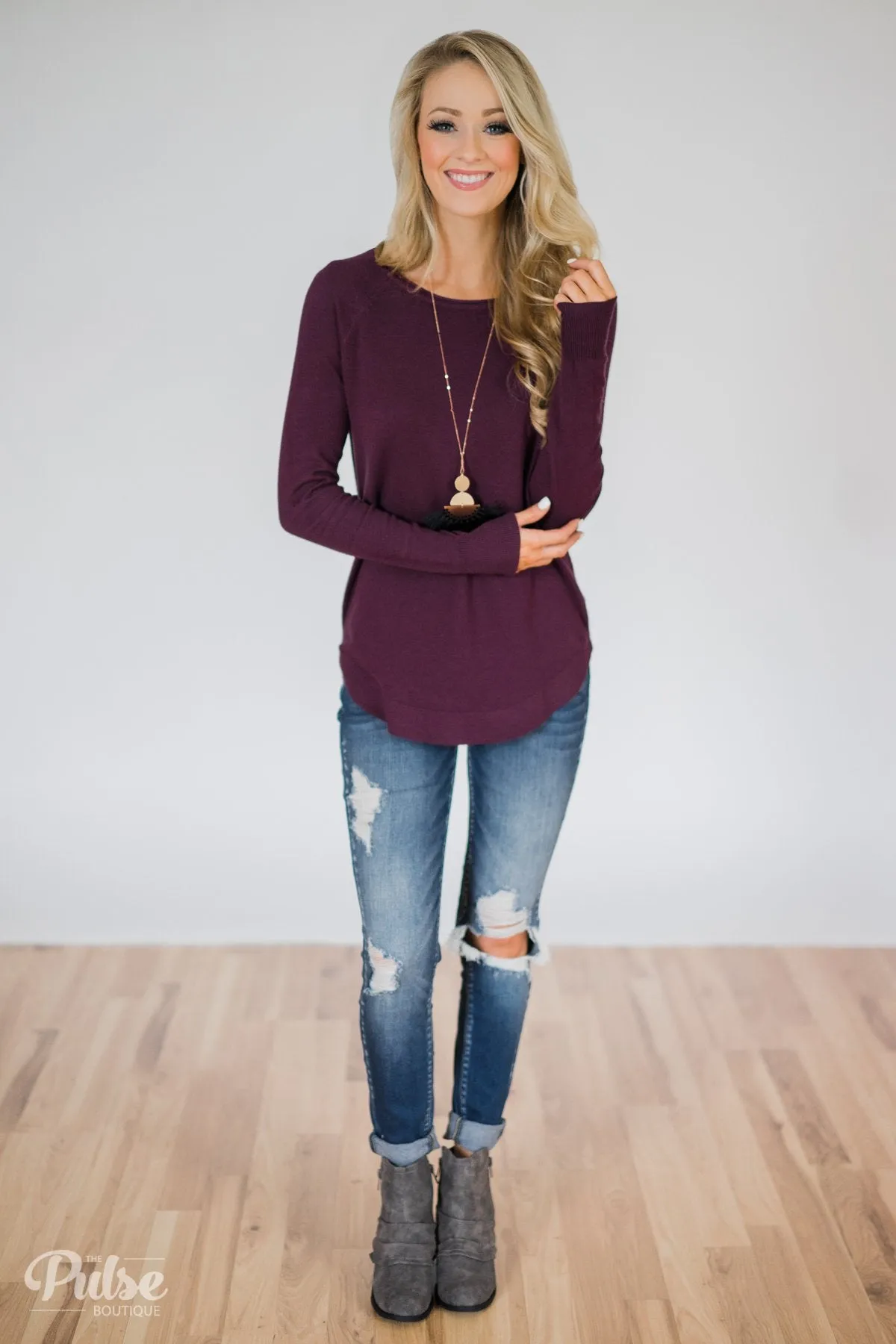 Butter Me Up Sweater- Eggplant