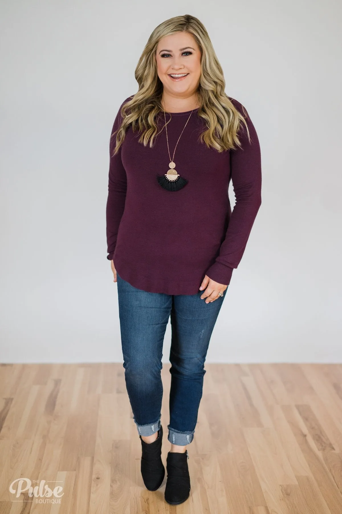 Butter Me Up Sweater- Eggplant