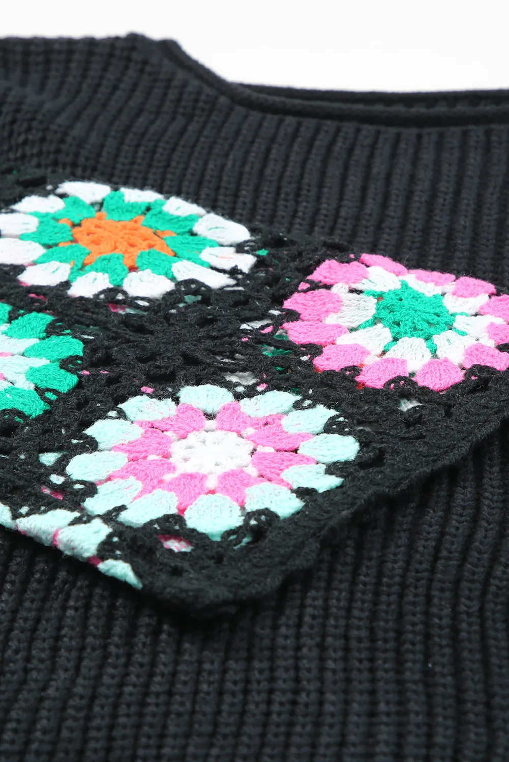 Calla Crochet Sleeve Black Top
